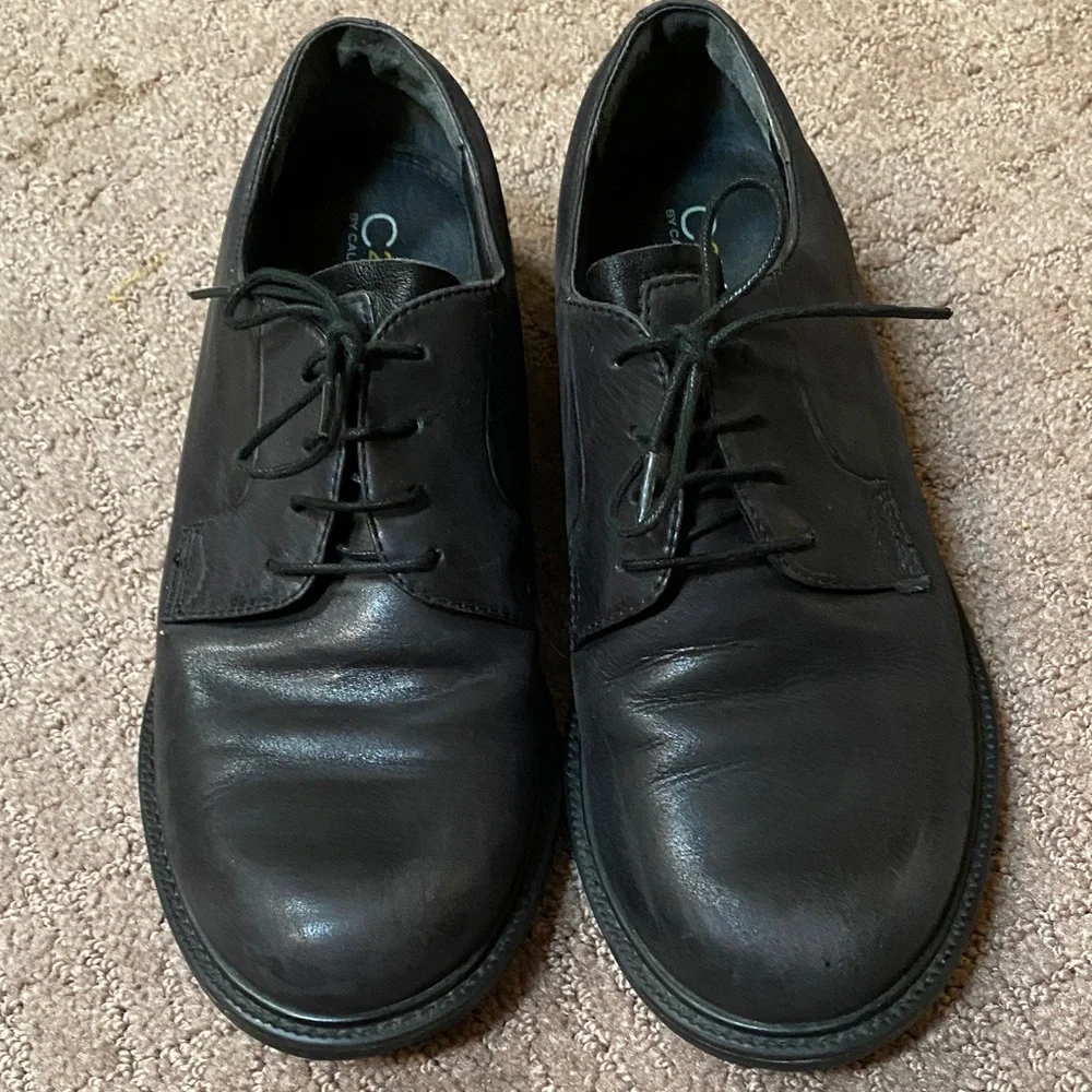 C2 by Calibrate Black Leather Lace-Up Derby Shoes Young Men’s 6?